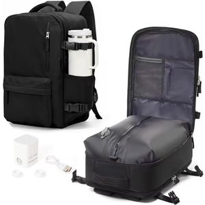 WONHOX Large Travel Backpack Carry on Flight Approved Laptop Work Business Backpack for Women Men Mochila de Viaje (A90-black)