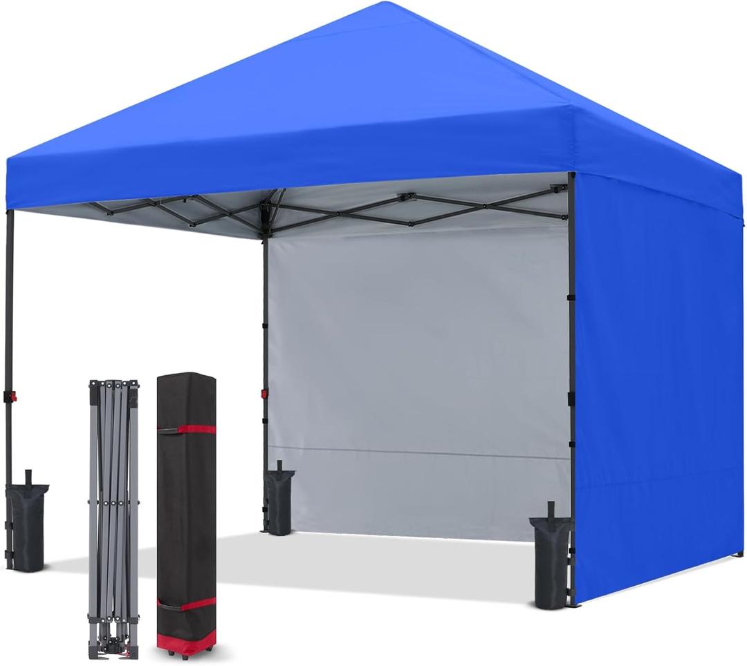 COOSHADE Pop Up Canopy Tent 10x10 with 2 Sidewalls, Outdoor Shade Instant Canopy Tents(Royal Blue)
