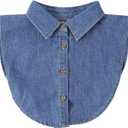 Denim Detachable Collar Shirt, Faux Dickey Half Blouse False Collar Top, Versatile Accessories Dickey Collars Blouse Top for Women Girls Sweater Layering
