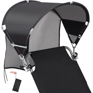 Universal Wind-Resistant Chair Umbrella Canopy, Foldable Portable UPF 50+ Sun Shade Attachment with Adjustable Clamp, Fits Most Beach, Camping, Lawn, Sports, Tanning, Zero Gravity Chairs & Wheelchairs