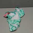 Girls Swimsuit One Piece Bathing Suit Color Block Strap Swimwear Drawstring Swimsuits for Teens 9-16Y with Padded (11-12 Years, Wavy Green)