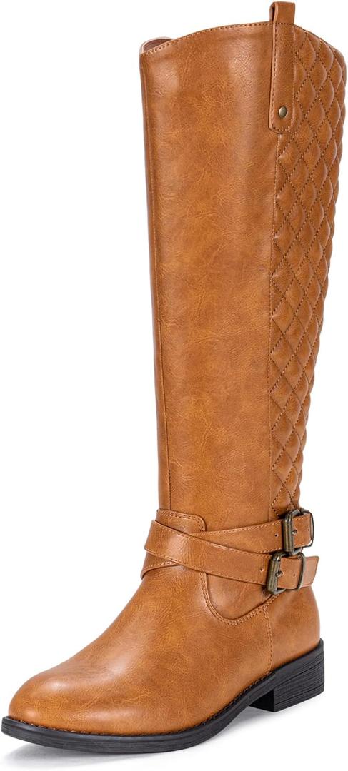 Vepose Women's 949 Knee High Boots,Tall Riding Boots Low Heel with Wide Calf and Wide Widths (6.5)