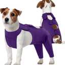 Kuoser Dog Surgery Recovery Suit for Rear Legs, Thigh Wound Protective Sleeve for Dogs, Dog Recovery Sleeve for Female Male Dogs, Dog Onesie After Surgery Pet Surgical Suit for Spay Neuter, Purple S