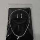 MEEDOZ Bridal Bridesmaids Jewelry Set for Wedding Prom, Dainty Round Cubic Zirconia Tennis Necklace and Earrings Set for Women