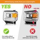 WEELMOTO Headlights Assembly for 2014-2018 GMC Sierra 1500 Base / 2015-2019 GMC Sierra 2500HD / 2015-2019 GMC Sierra 3500HD Replacement Pair Set Chrome Housing NOT for factory LED models
