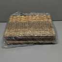 Decorative File Box 14 x 12 x 11 in Wicker Seagrass File Basket Organizer for Letter Size Hand Woven Hanging Filing Cabinet with Lid for Document Folder Home Office Decor, Water Hyacinth, Tricolor