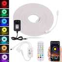 XUNATA WiFi RGB LED Neon Strip Light, 12V Color Changing WX300P Neon Light Bar, SMD 3535 48 LEDs IP67 Waterproof 1.64ft/50cm Outdoor Flexible LED Rope Sign Tupe Light with Remote Control/Power Adapter