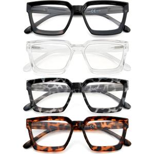 Eyekepper 4 Pack Reading Glasses Women Oversize Frame Ladies Readers 4pcs-mix, 1.75 x