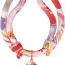 PetSoKoo Four-Leaf Clover Cat Collar with Bell Breakaway Buckle. Japanese Chirimen,Cute Kitten Collar for Girl Boy Cat (Standard (6-13 inch,16-32cm), Pink)