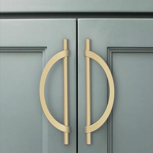 Amerdeco 10 Pack Brushed Gold Cabinet Pulls, 7.5 Inch(192MM) Hole Centers, Kitchen Cabinet Handles, Hardware, Drawer Pulls