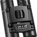 500x25 HD Powerful Binoculars 5000M Long Range Folding Mini Telescope Professional Hunting Telescope Zoom Military HD BAK4 FMC Optics for Hunting Sports Outdoor Camping Travel Outdoor Gifts