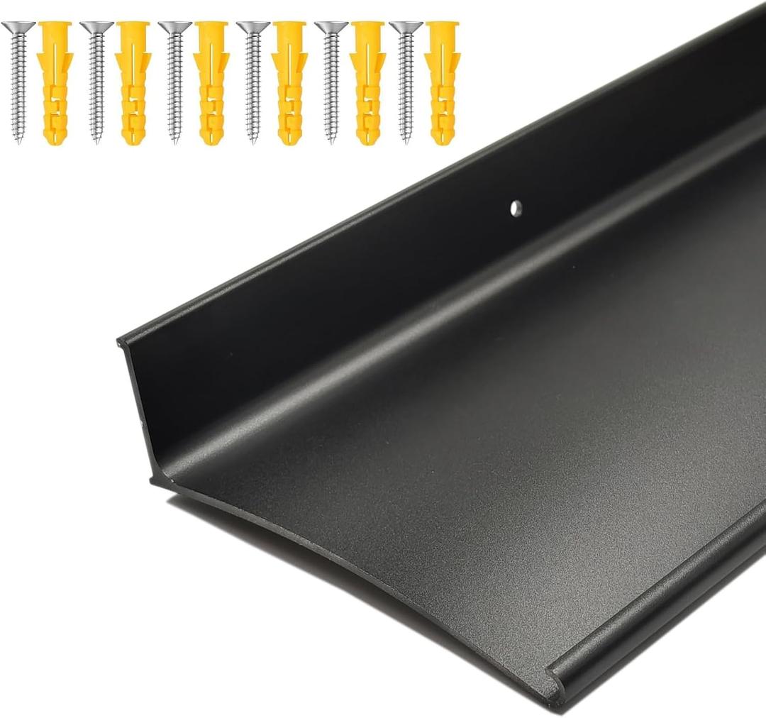 Heavy-Duty Door Rain Drip Guard Overhead 5.12" W 43.3" L Aluminum Drip Edge Drip Cap Guard for Exterior Door & Window,Diverter,Deflector, 1pc Black