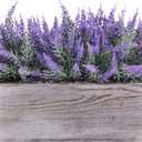 Fake Lavender Flower Arrangement in Rustic Rectangular Wood Planter Box Artificial Potted Lavender Plant for Gifts Farmhouse Wedding Centerpiece Kitchen Windowsill Table Shelf Indoor Greenery Decor