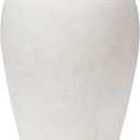 Handcrafted Terracotta Flower Vase, 9.6" Tall, Vintage White Ceramic, Rustic Antique Decor, Wide Mouth, Matte Finish for Home Office Resto Cafe