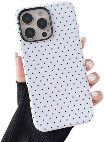 Sayoaho Compatible with iPhone 12 Pro Max Case, Fashion Cute Polka Dot Pattern Aesthetic Design for Women, Soft TPU and Hard Back Shockproof Phone Case for iPhone 12 Pro Max 6.7 inch, White