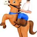 Qtencas Inflatable Horse Costume for Adults, Blow up Horse Costume for Men Women Cosplay Party,Cowboy Halloween Horse Costume