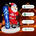 7FT Christmas Inflatable Outdoor Decoration Blow Up Santa Claus Takes Snowboard with Merry Christmas Inflate Xmas Decor Lawn Winter Sports Fans LEDs for Holiday Party Garden Yard Patio Dcor