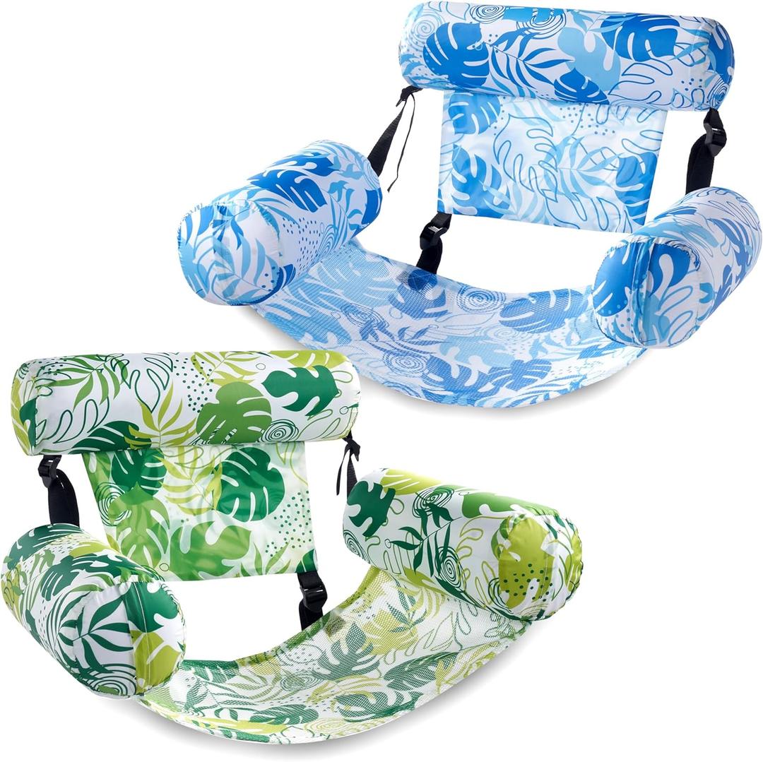 SLOOSH Inflatable Pool Floats Adult,2 Packs Floating Lounge Chairs,Blow up Pool Noodles for Adult Heavy Duty,Floating Chair for Party Summer Water Beach Lake Fun