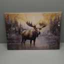 LYUNSHUO Moose Canvas Wall Art Rustic Woodland Deer Picture Print Wall Decor Country Wildlife Painting Vintage Artwork for Farmhouse Living Room Bedroom Bathroom Home Decor (24"L x 16"W)