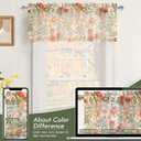 DriftAway Orange Harvest Linen Valances for Windows Light Filtering Floral Kitchen Valance Autumn Fall Printed Vintage Privacy Topper 3 inch Rod Pocket 52 Inch by 18 Inch Orange Coral Gold