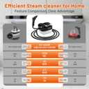 Pressurized Handheld Steam Cleaner, Portable Steamer for Cleaning with 1.2L Large Tank, 15s Fast Heat-Up, 6-Level Adjustable, Powerful Steam Cleaner for Home, Car, Kitchen, Tile, Grout (Black)