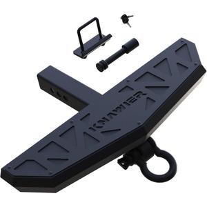 Hitch Step Compatible with SUV&Pickup Truck&Van with 2 Inch Hitch Receiver,Towing Rear Bumper Protector Guard,Step Bar,Textured Black Powder, Pin Lock,Stabilizer,Tow Hook