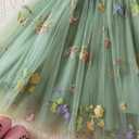 Nileafes Baby Girl Casual Tutu Dress Strap Tulle Flower Butterflies Embroidery Princess Dresses (6-12 Months, Green)