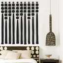 IOWER Large Macrame Wall Hanging Black Macrame Wall Decor Sphericity Cotton Textile Wall Hanging Boho Wall Decor Art Fiber Yarn Art Handmade 39" Wx39 L