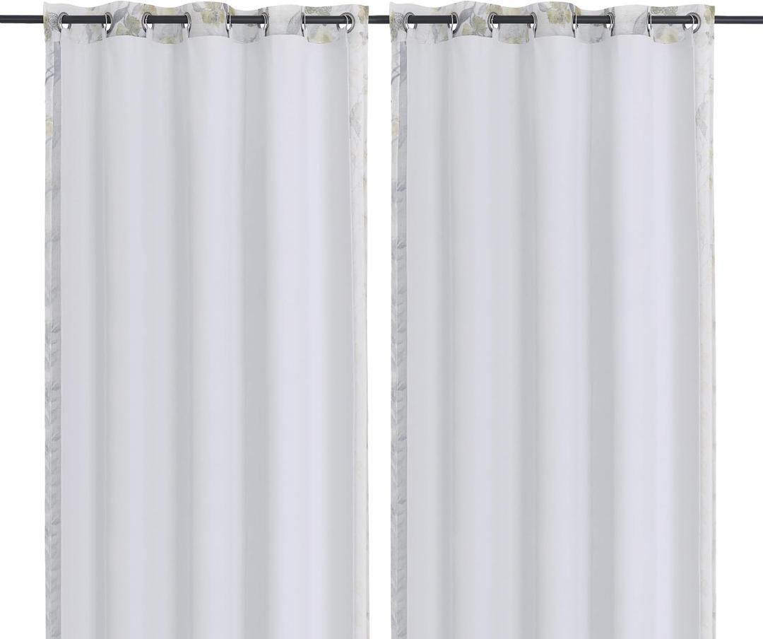 Chyhomenyc Window Blackout Curtain Liners with 18 Rings, Thermal Insulated 100% Blackout Liner for 84 Inch Curtains, Each 50Wx80L, 2 Liners Per Set with 18 Pieces Rings