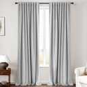 INOVADAY 100% Blackout Curtains 84 Inches Length 2 Panels Set, Back Tab/Rod Pocket Linen Black Out Curtains for Bedroom, Thermal Insulated Window Drapes - Grey, W50 X L84