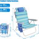 SUNNYFEEL Low Beach Chair 2 Pack, 5-Position Lay Flat Reclining, Backpack Portable Folding Chairs with Cooler Bag & Cup Holder, Heavy Duty 350 LBS, Compact for Beach, Camping, Travel