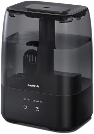 LasVacde Top Fill Humidifiers for Bedroom, 4.0L Tank Cool Mist Humidifiers for Large Room, 40H Runtime, 28dB Quiet Ultrasonic Air Humidifier for Home, Plants with 9H Timer, Aroma Tray