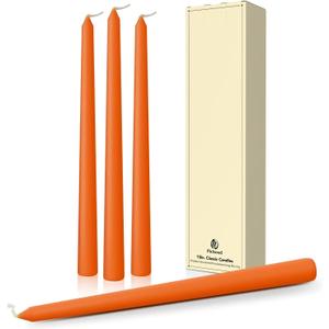 10-Inch Tall Dripless Taper Candles Set of 4 - Orange Tapered Candles, Perfect for Halloween,Fall - Smokeless, Unscented, Long Burning - Hand Poured, Colored Tall Candlesticks - Thanksgiving