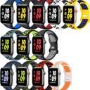 12 Pack Compatible with Apple Watch Band 40mm 41mm 42mm 44mm 45mm 46mm 49mm 38mm, Breathable Soft Silicone Sport Replacement Strap Men Women for iWatch Series 11/10/9/8/7/6/5/4/3/2/1/SE/Ultra