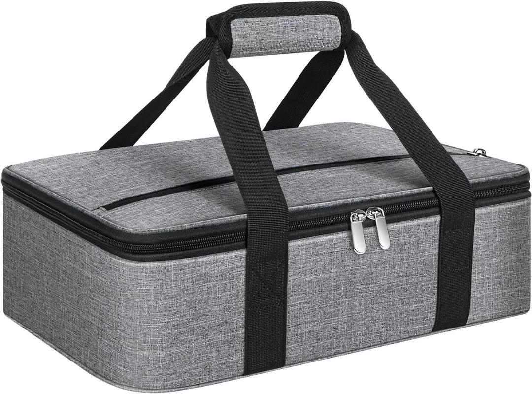 Insulated Casserole Carrier, Portable Casserole Carrier for Hot or Cold Food Lunch Tote Warmer or Cooler Bag, Lasagna Lunch Bag for Potluck Parties- Fits 9" x 13" Baking Dish-Grey 