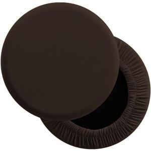 LUSHVIDA Round Bar Stool Covers - Super Soft and Washable Elastic Stool Cushion Slipcover for Dia.14-16" Chair, Set of 2 (14-16.5", Coffee)