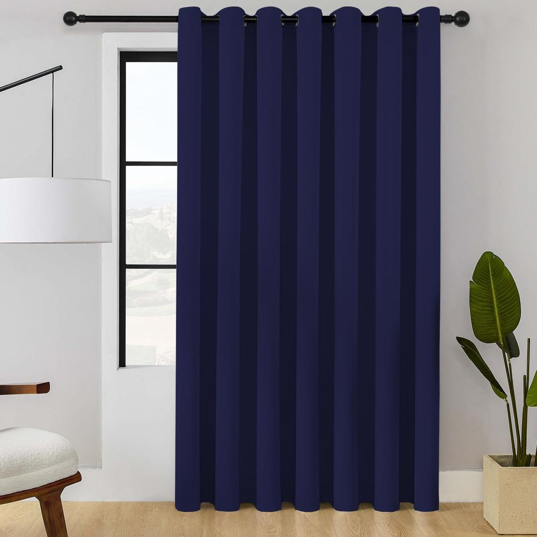 ChrisDowa Room Divider Curtain 84 Inches Long, Wide Blackout Sliding Door Curtain for Bedroom, Room Darkening Privacy Window Curtain for Patio Door (1 Panel Set, Navy Blue, 100 x 84 Inch)