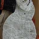 Pre-Lit Metal Snowman with Top Hat Christmas Decoration with Bright LED Lights, Outdoor Holiday Lawn Decoration, White with Red Scarf