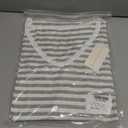 LilyCoco Womens Striped Shirt V Neck Casual Long Sleeve T Shirts Grey, X-Large