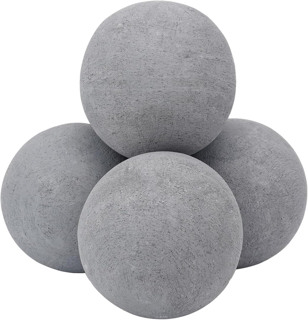 Skyflame 6-inch Ceramic Fire Balls, 4 Pack Gray Round Fire Stones for Natural/Propane Indoor/Outdoor Fire Pits/Fireplaces/Fire Bowls Accessory