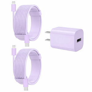 FEEL2NICE iPhone Charger Fast Charging 1 Pack Type C Wall Charger Block with 2 Pack [6FT&10FT] Long USB C to Lightning Cable for iPhone 14/13/12/12 Pro Max/11/Xs Max/XR/X, AirPods Pro, Purple
