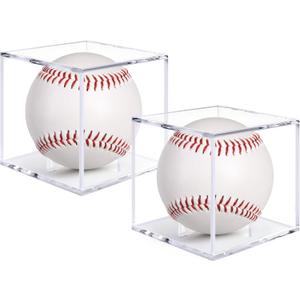 Guirnd 2 Pack Baseball Display Case, UV Protected Acrylic Baseball Holder Display case, Cube Memorabilia Autograph Ball Protector Boxes for Official Size Ball