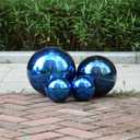 12 inches Gazing Ball,Blue Stainless Steel Garden Sphere,Seamless Polished Reflective Smooth Mirror Garden Globe,Colorful Addition for Photography Garden Home Decorate