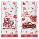 Bonsai Tree Valentines Day Kitchen Towels, Heart Valentine's Day Hand Towels Sets of 2, Gnome Valentines Decor for Kitchen,Bathroom,Dinner,Party