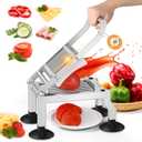 Newhai Commercial Tomato Slicer 0.4/10mm Thickness Manual Tomato Cucumber Onion Ham Egg Cutter Heavy Duty Stainless Steel Slicer Tool with 4 Suction Cups for Restaurant Home Use