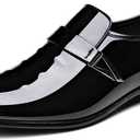 Men's Pointed-Toe Tuxedo Dress Shoes Casual Slip-on Loafer (12, Black)