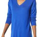 Women's Lightweight Long-Sleeve V-Neck Tunic Sweater (XX-Large, Bright Blue)
