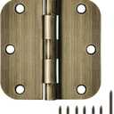 6 Pack Antique Brass Door Hinges 3.5 Inch Black Interior 3 1/2" Rounded 5/8" Radius Standard Residential Bedroom Indoor for Doors 3 " Hardware Control House Home Decor Essentials Acessories