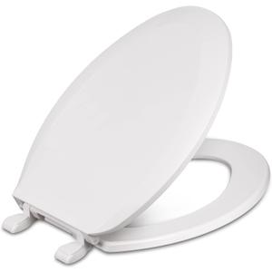 Centoco Elongated Toilet Seat, Closed Front with Cover, Residential, Plastic, Made in the USA, DSAZAM1600-001, White