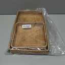 3 Pack Rattan Serving Tray, Woven Rectangular Storage Baskets, Natural Wicker Decorative Serving Baskets, Natural Woven Tray for Home Decor, Bathroom, Kitchen Counter